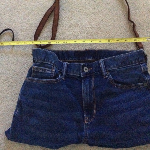 Handmade Blue Jean Purse Lined Denim with pockets  Leather shoulder strap unique - Picture 4 of 5